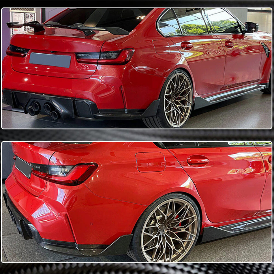 BMW 3 Series G80 M3 2021+ Rear Bumper Splitters  Carbon Fiber-Ahacarbon