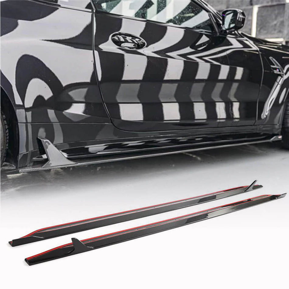 For BMW 3 Series G80 M3 Dry Carbon Fiber Side Skirts Door Rocker Panels Extension Lip