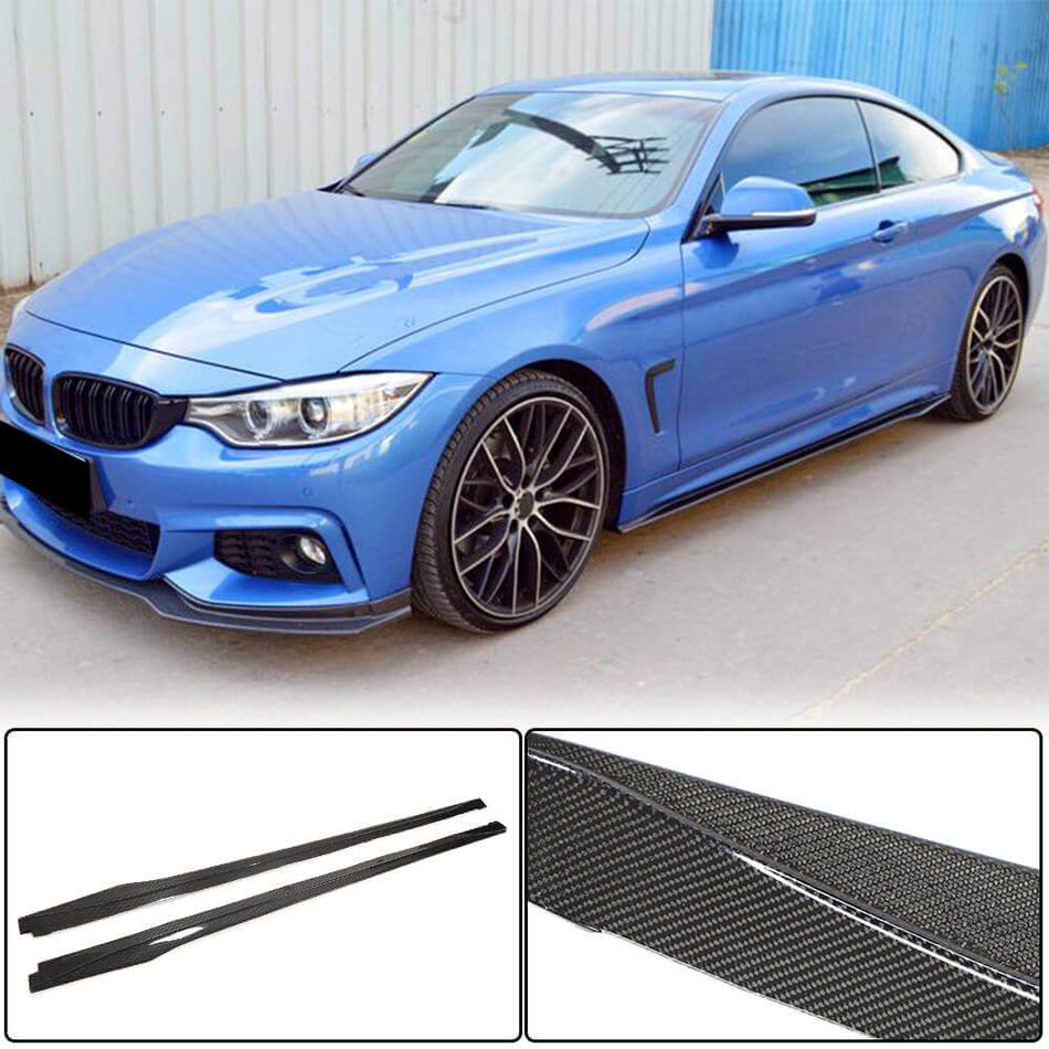 For BMW 4 Series F32 F33 M Sport Carbon Fiber Side Skirts Door Rocker Panels Extension Lip | 420i 428i 430i 435i 440i M-tech