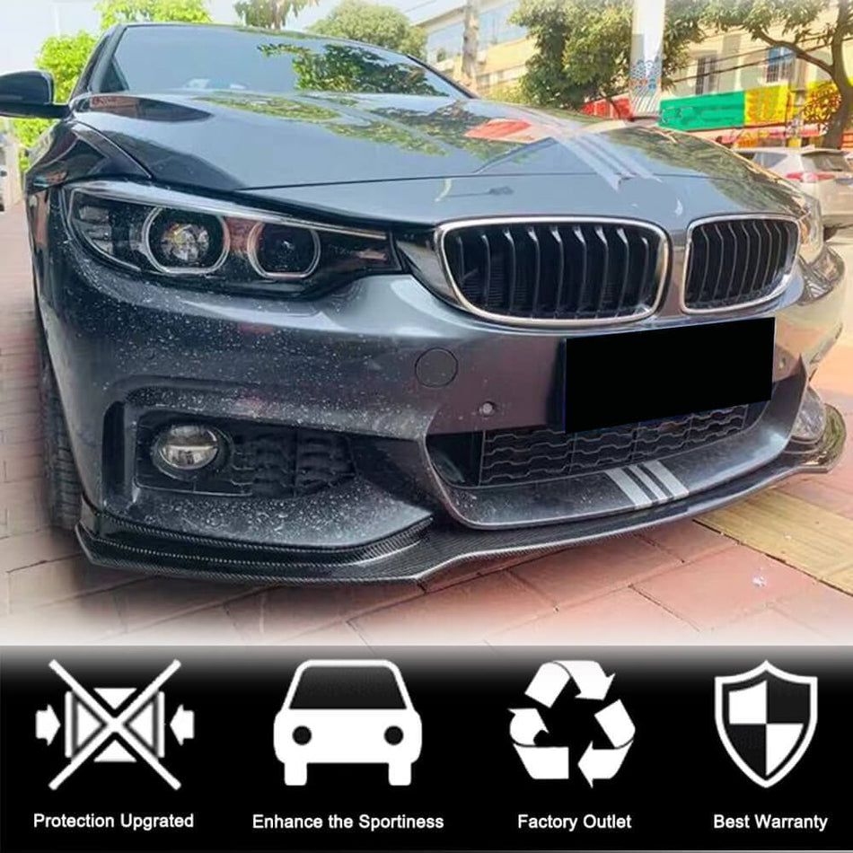 For BMW 4 Series F32 F33 F36 M Sport Carbon Fiber Front Bumper Lip Splitter Chin Spoiler Wide Body Kit | 420i 428i 430i 435i 440i M-tech