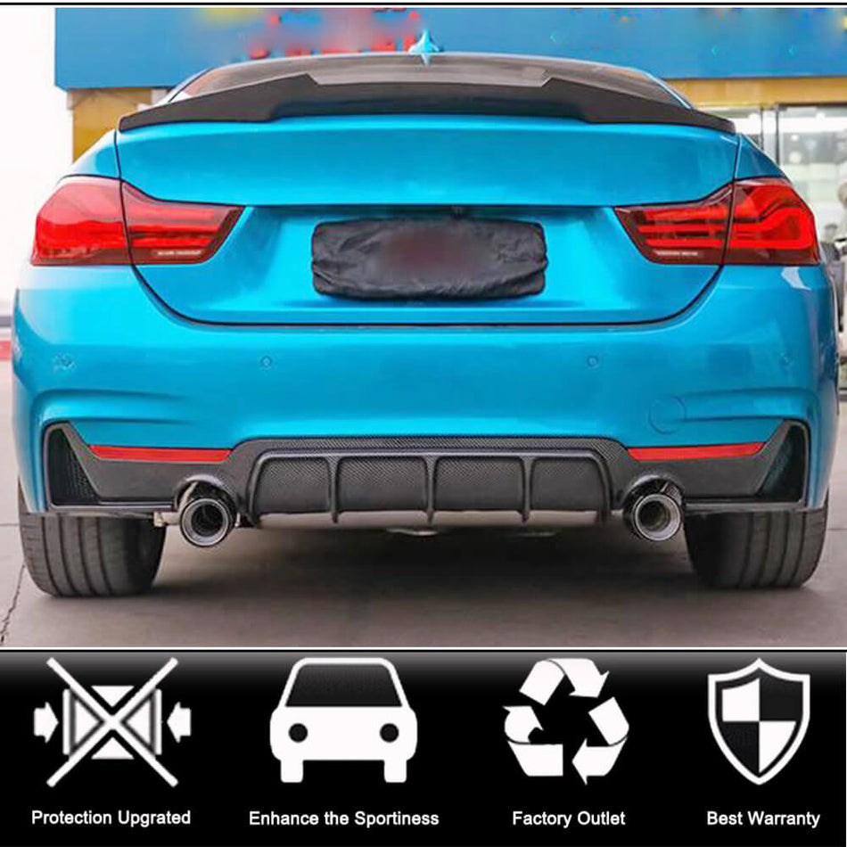 For BMW 4 Series F32 F33 F36 M Sport Carbon Fiber Rear Bumper Diffuser Valance Lip | 420i 428i 430i 435i 440i M Tech
