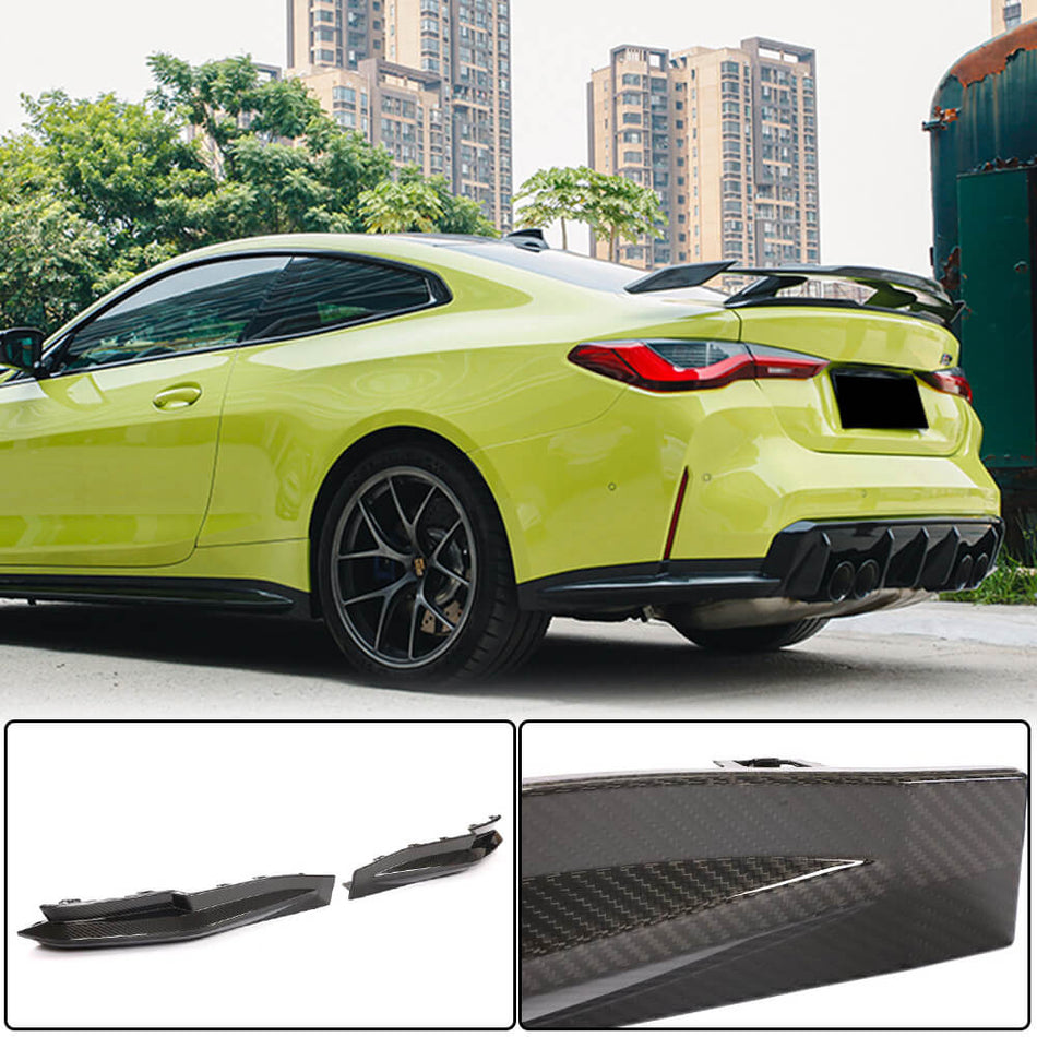 For BMW 4 Series G82 G83 M4 Dry Carbon Fiber Rear Bumper Splitter Cupwing Winglets Vent Flaps