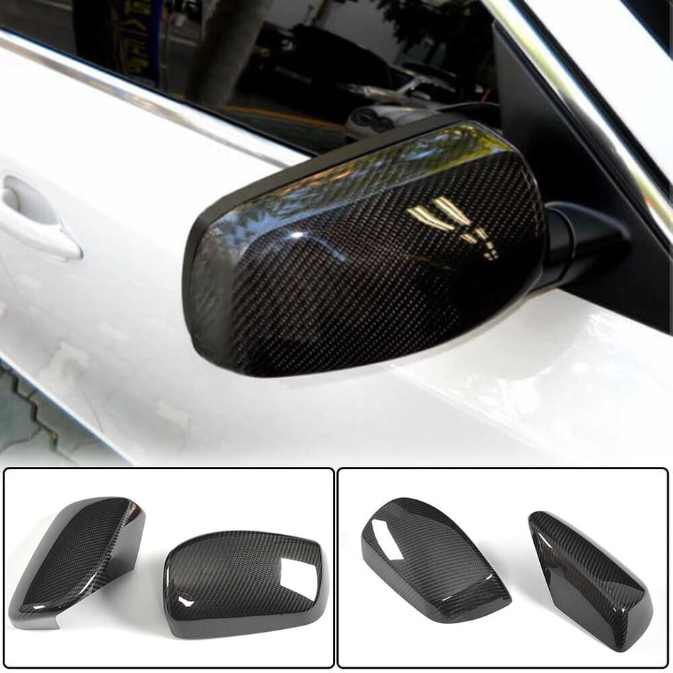 For BMW 5 Series E60 E61 Carbon Fiber Add-on Side Rearview Mirror Cover Caps Pair