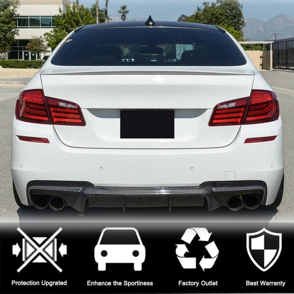 For BMW 5 Series F10 M Sport Carbon Fiber Rear Bumper Diffuser Valance Lip | 520i 528i 530i 535i 550i M-tech