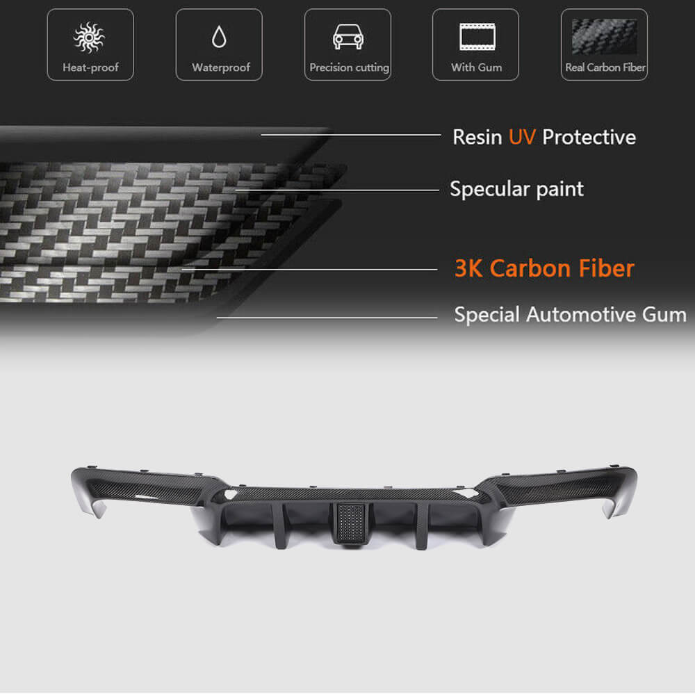 Gloss Black Rear Bumper Lip Diffuser For BMW 5 Series F10 535i M Sport 2011-2016