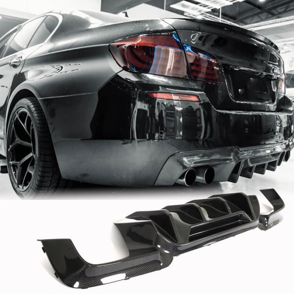 BMW 5 Series F10 M5 2011-2017 Rear Bumper Diffuser Carbon Fiber | Ahacarbon