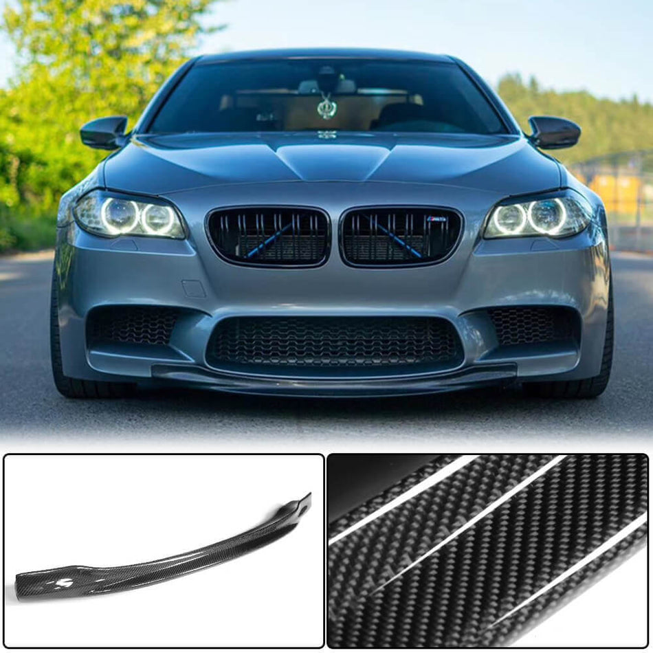 For BMW 5 Series F10 M5 Carbon Fiber Front Bumper Lip Central Chin Spoiler