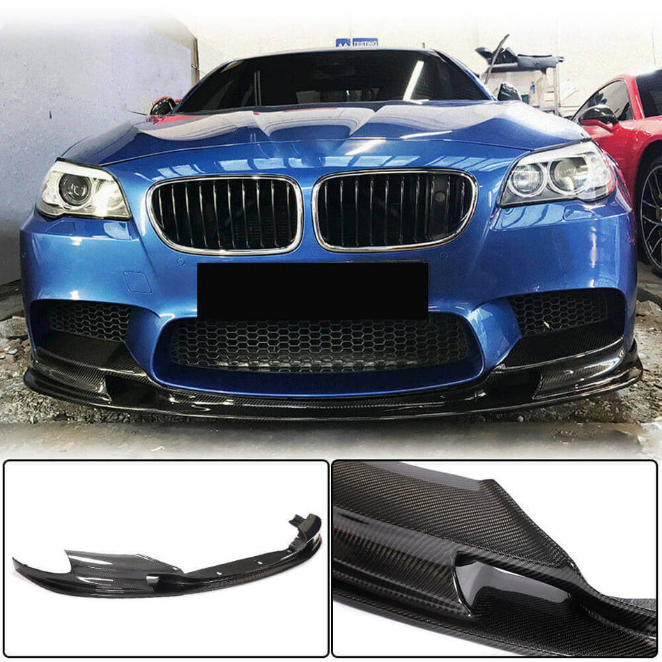 For BMW 5 Series F10 M5 Carbon Fiber Front Bumper Lip Chin Spoiler Splitter