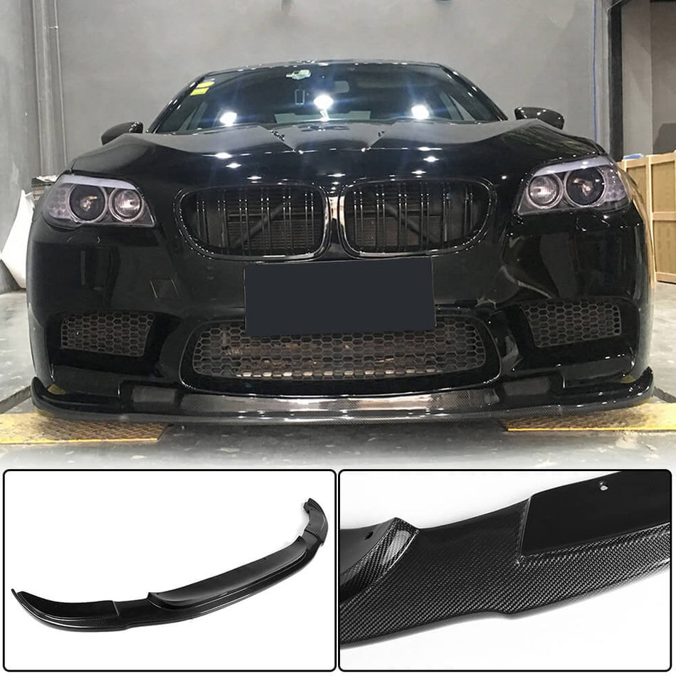 For BMW 5 Series F10 M5 Carbon Fiber Front Bumper Lip Chin Spoiler Wide Body Kit