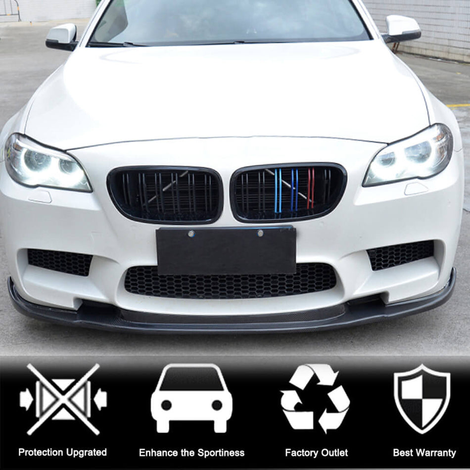 For BMW 5 Series F10 M5 Carbon Fiber Front Bumper Lip Chin Spoiler Wide Body Kit