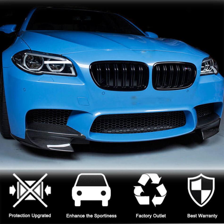 For BMW 5 Series F10 M5 Carbon Fiber Front Bumper Splitter Cupwing Winglets Vent Flaps