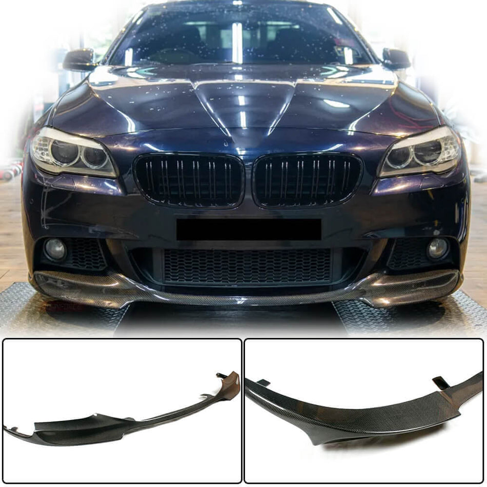 For BMW 5 Series F10 M Sport Carbon Fiber Front Bumper Lip Chin Spoiler Wide Body Kit | 520i 528i 530i 535i 550i M-tech
