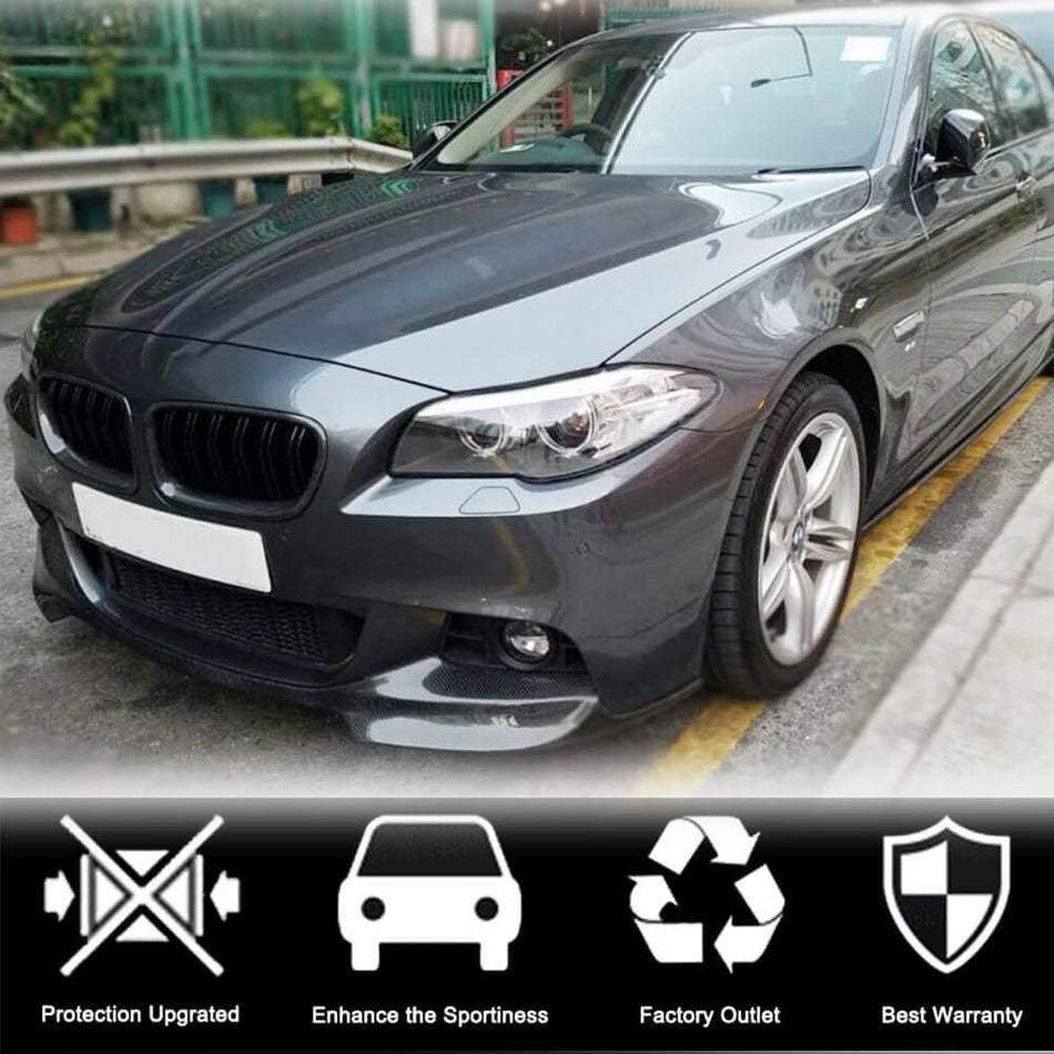For BMW 5 Series F10 M Sport Carbon Fiber Front Bumper Lip Chin Spoiler Wide Body Kit | 520i 528i 530i 535i 550i M-tech