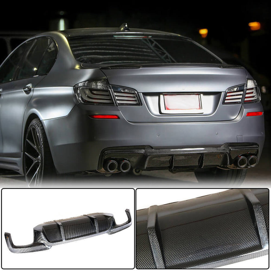 For BMW 5 Series F10 M Sport Carbon Fiber Rear Bumper Diffuser Valance Lip | 520i 528i 530i 535i 550i M Tech