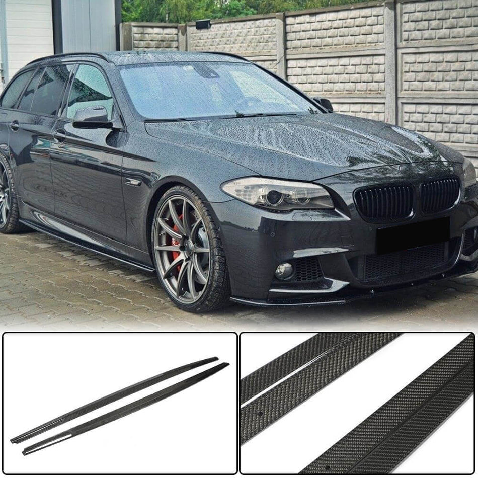 For BMW 5 Series F10 Carbon Fiber Side Skirts Door Rocker Panels Extension Lip | 528i 530i 535i 550i M Sport M5