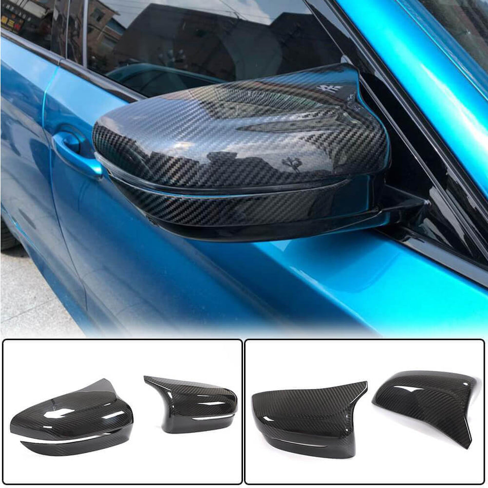 For BMW 5 Series F90 M5 Pre-LCI Dry Carbon Fiber Side Rearview Mirror Covers Caps LHD Pair