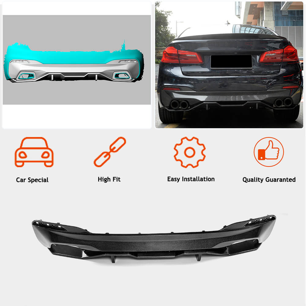 BMW 5 Series G30 530i M550i MP Carbon Fiber Rear Bumper Diffuser Lip ...
