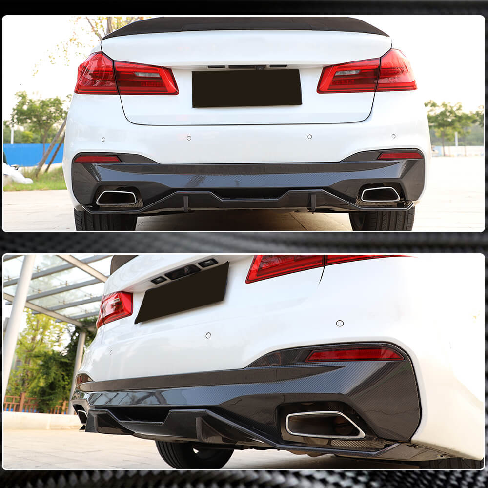 M550i Rear BMW 5 Series G30 530i M550i MP Carbon Fiber Rear Bumper Diffuser Lip