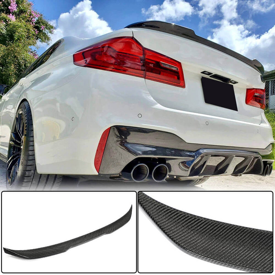 For BMW 5 Series G30 F90 M5 Carbon Fiber Rear Trunk Spoiler Boot Wing Lip | 520i 530i 540i M550i