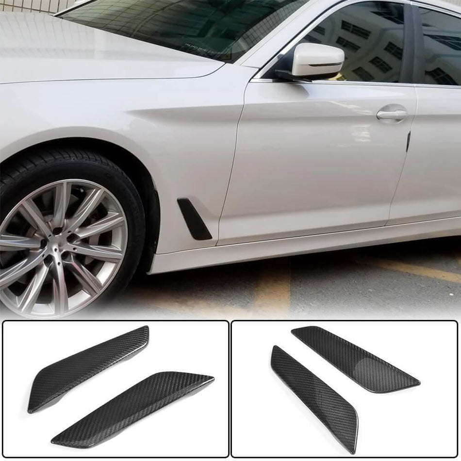 For BMW 5 Series G30 G31 Dry Carbon Fiber Side Air Fender Vent Cover Trims | 520i 530i 540i M550i