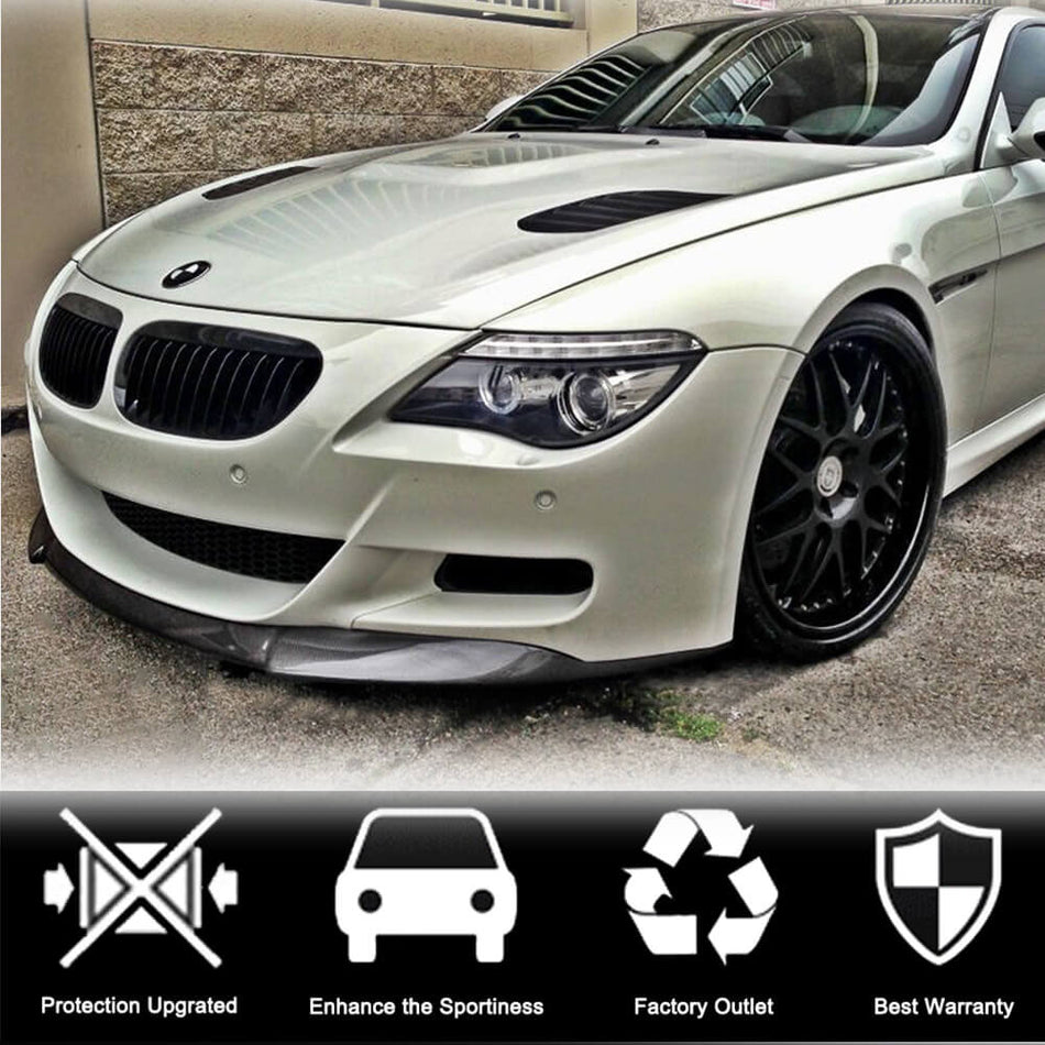 For BMW 6 Series E63 E64 M6 Carbon Fiber Front Bumper Lip Spoiler Wide Body Kit