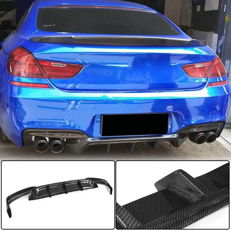 For BMW 6 Series F06 F12 F13 640i 650i M Sport M6 Carbon Fiber Rear Bumper Diffuser Valance Lip
