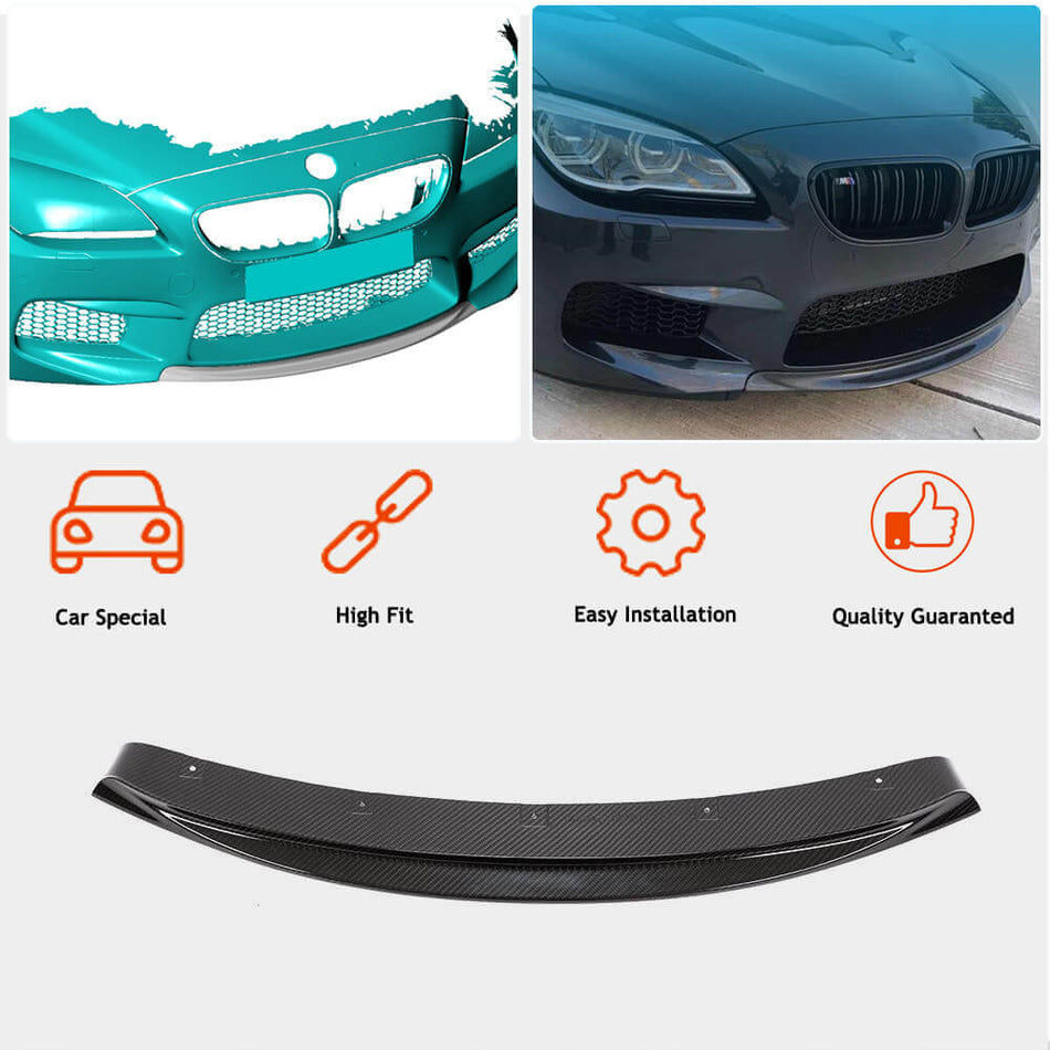 For BMW 6 Series F06 F12 F13 M6 Dry Carbon Fiber Front Bumper Lip Chin Spoiler Wide Body Kit
