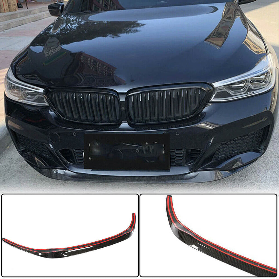 For BMW 6 Series G32 630i 640i M-Sport GT Carbon Fiber Front Bumper Lip Chin Spoiler Wide Body Kit