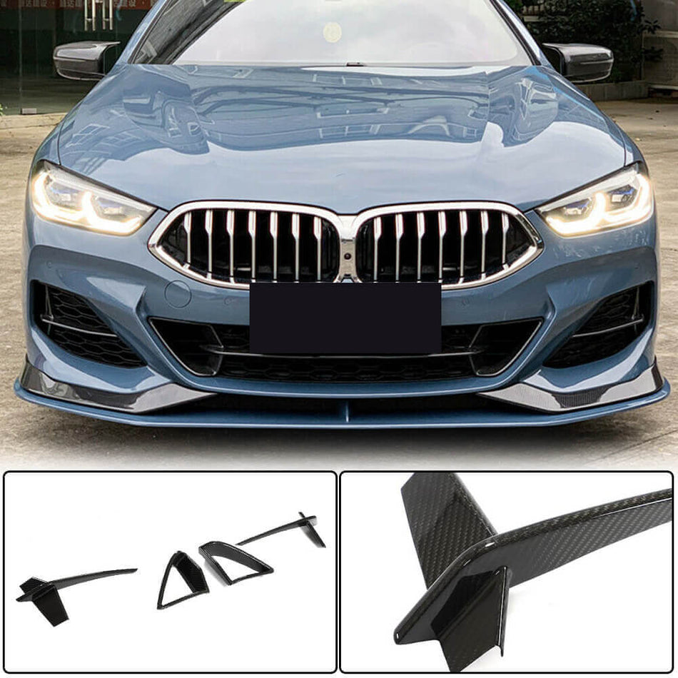 For BMW 8 Series G14 G15 G16 840i M Sport M850i Dry Carbon Fiber Front Bumper Air Scoops Vent Fins