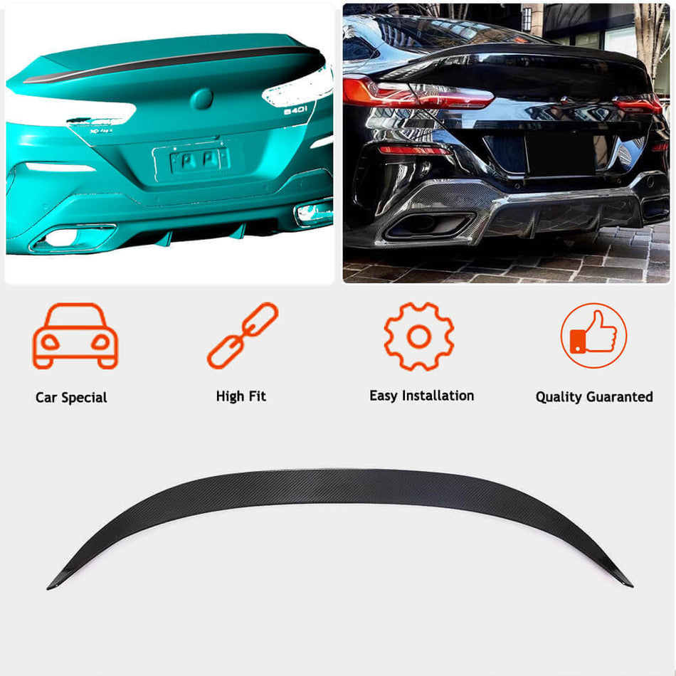 For BMW 8 Series G16 F93 M8 Gran Coupe Dry Carbon Fiber Rear Trunk Spoiler Boot Wing Lip