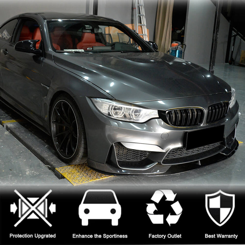 For BMW F80 M3 F82 F83 M4 Carbon Fiber Front Bumper Lip Chin Spoiler Splitter Wide Body Kit