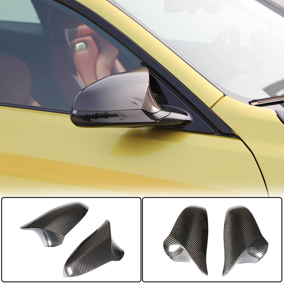 For BMW F80 M3 F82 F83 M4 Dry Carbon Fiber Add-on Side Rearview Mirror Cover Caps Pair