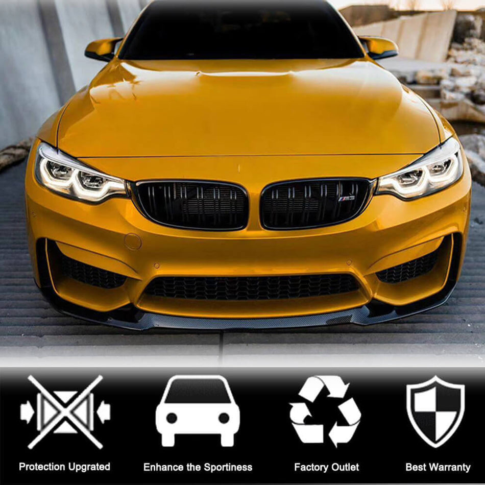 For BMW F80 M3 F82 F83 M4 Carbon Fiber Front Bumper Lip Chin Spoiler Wide Body Kit