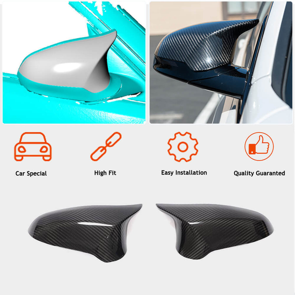 For BMW F80 M3 F82 F83 M4 F87 M2C Dry Carbon Fiber Replacement Side Mirror Cover Caps Pair
