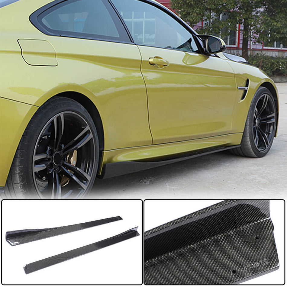 For BMW F82 F83 M4 Carbon Fiber Side Skirts Door Rocker Panels Extension Lip