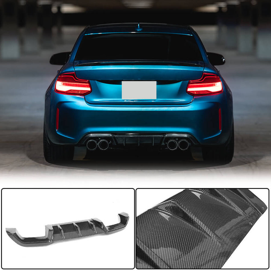 For BMW 2 Series F87 M2 M2C Coupe Carbon Fiber Rear Bumper Diffuser Valance Lip Wide Body Kit