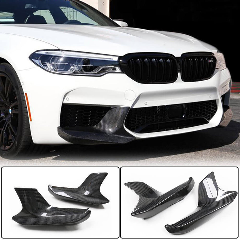For BMW 5 Series F90 M5 Pre-LCI Carbon Fiber Front Bumper Splitter Cupwing Winglets Vent Flaps