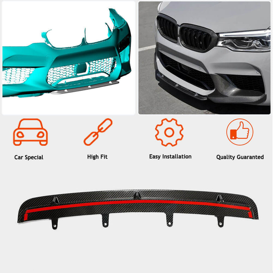 For BMW 5 Series F90 M5 Pre-LCI Dry Carbon Fiber Front Bumper Lip Spoiler Wide Body Kit
