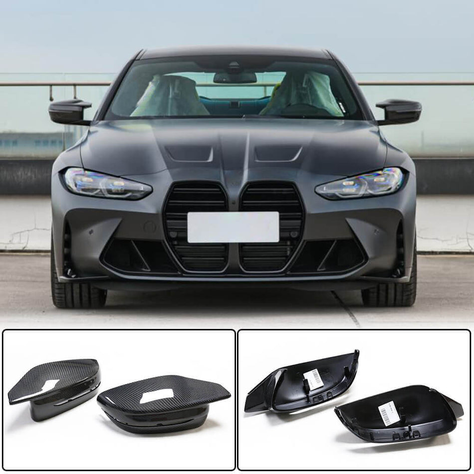 For BMW G80 M3 G82 G83 M4 Dry Carbon Fiber Side Rearview Mirror Cover Caps LHD Pair