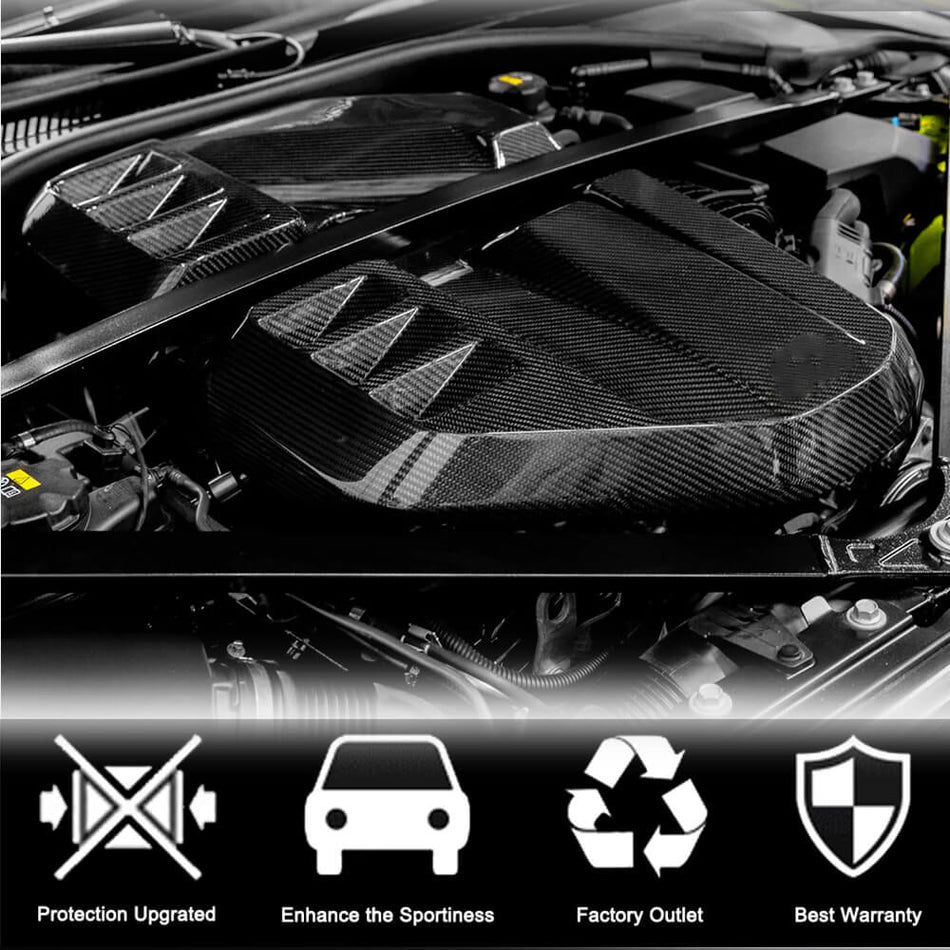 For BMW G80 M3 G82 G83 M4 Dry Carbon Fiber Engine Bay Cover Caps Interior Accessories
