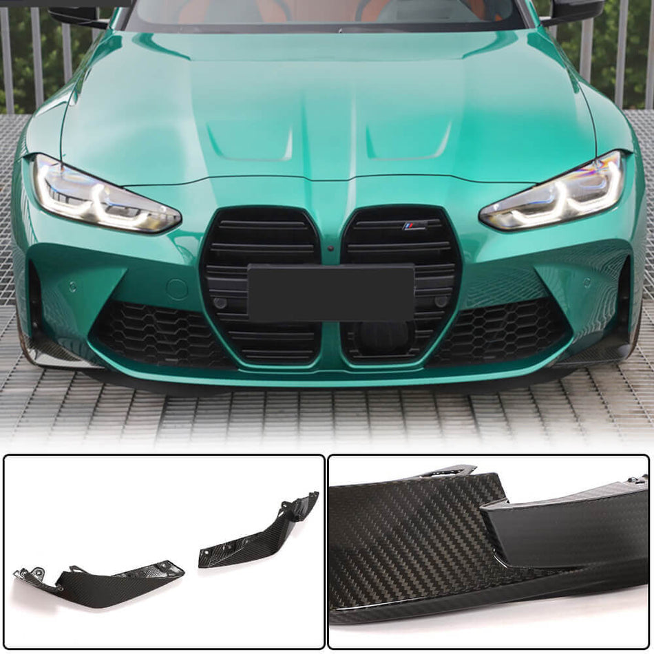 For BMW G80 M3 G82 G83 M4 Dry Carbon Fiber Front Bumper Splitter Cupwing Canard Winglets Flaps