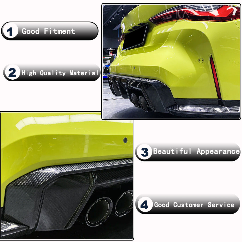 BMW G80 M3 G82 G83 M4 Dry Carbon Fiber Rear Diffuser Trims| Exterior Mods