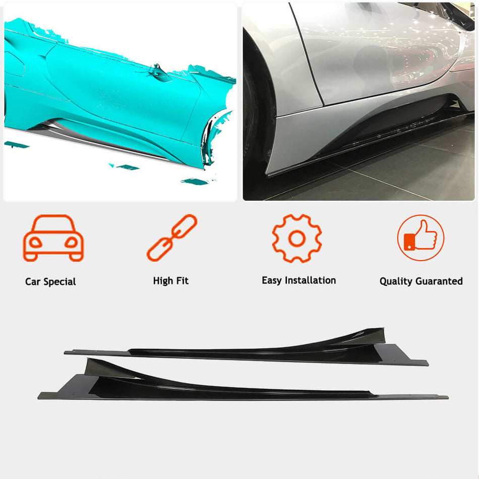 For BMW I8 Coupe 2014-2018 Dry Carbon Fiber Side Skirts Door Rocker Panels Extension Lip