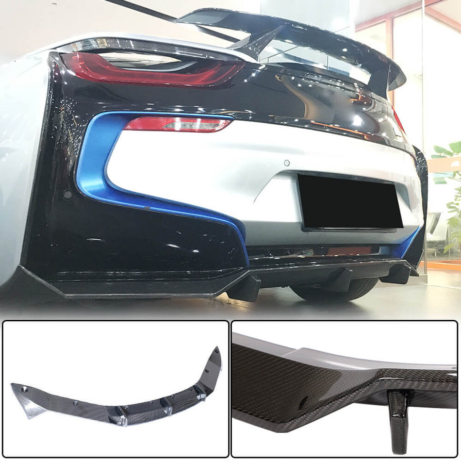 For BMW I8 Coupe 2014-2018 Dry Carbon Fiber Rear Bumper Diffuser Valance Lip Wide Body Kit