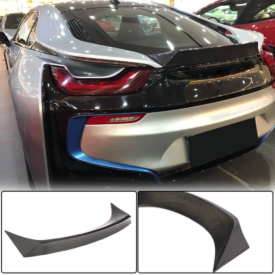 For BMW I8 Coupe 2014-2018 Dry Carbon Fiber Rear Trunk Spoiler Boot Wing Lip