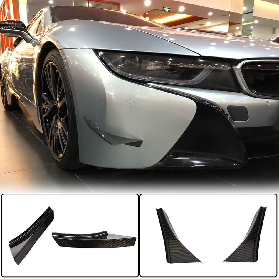 For BMW I8 Coupe 2014-2018 Dry Carbon Fiber Front Bumper Canard Air Fender Vent Fins