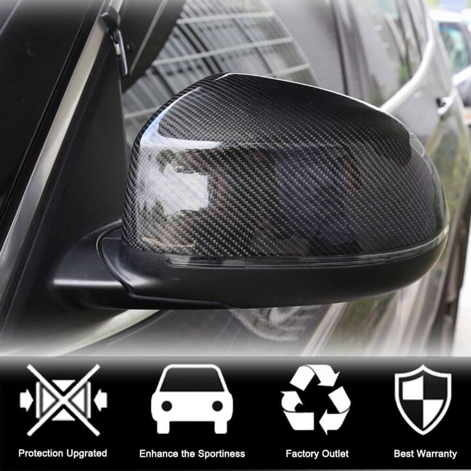 For BMW X5 E70 X6 E71 Carbon Fiber Side Rearview Mirror Cover Caps Pair