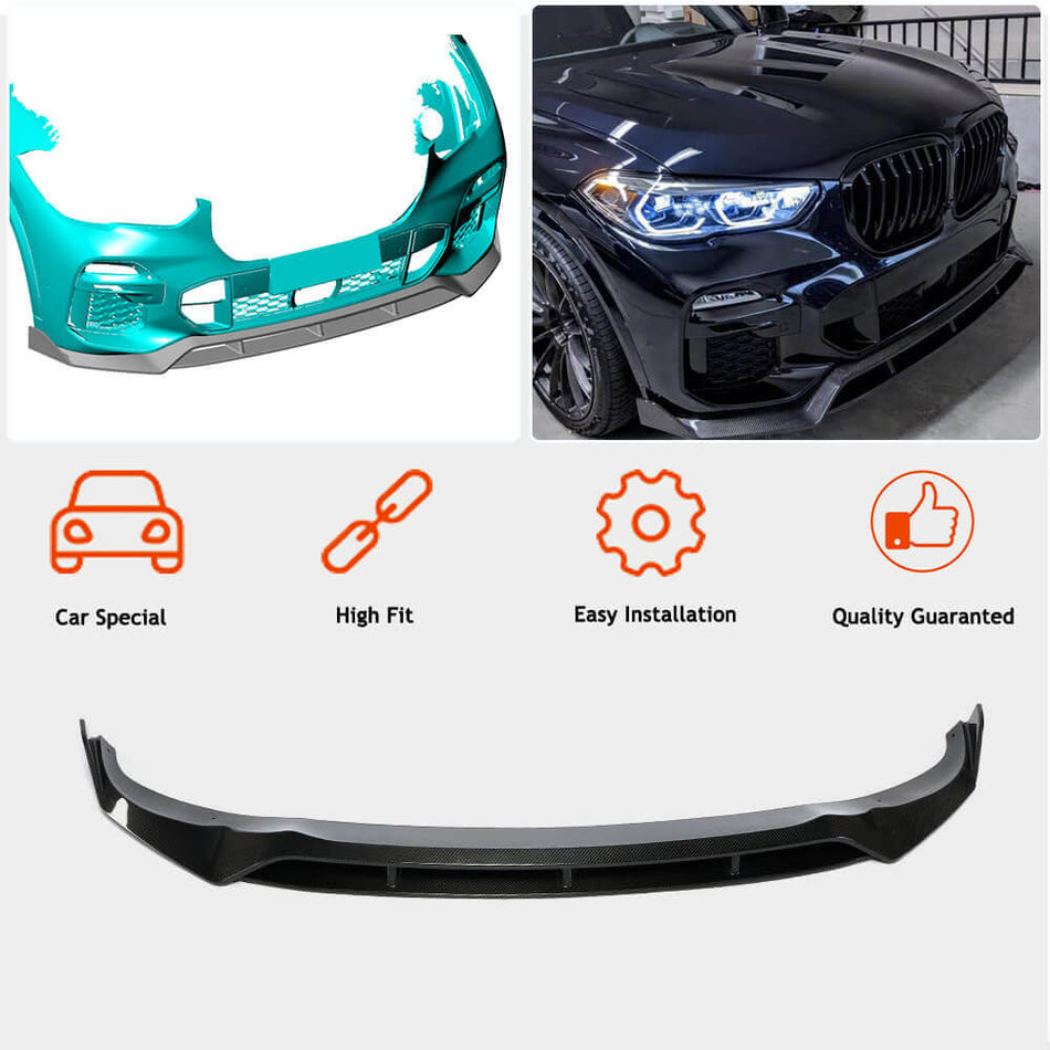 For BMW X5 G05 Carbon Fiber Front Bumper Lip Chin Spoiler Splitter | xDrive40i/50i/30d M Sport M50d