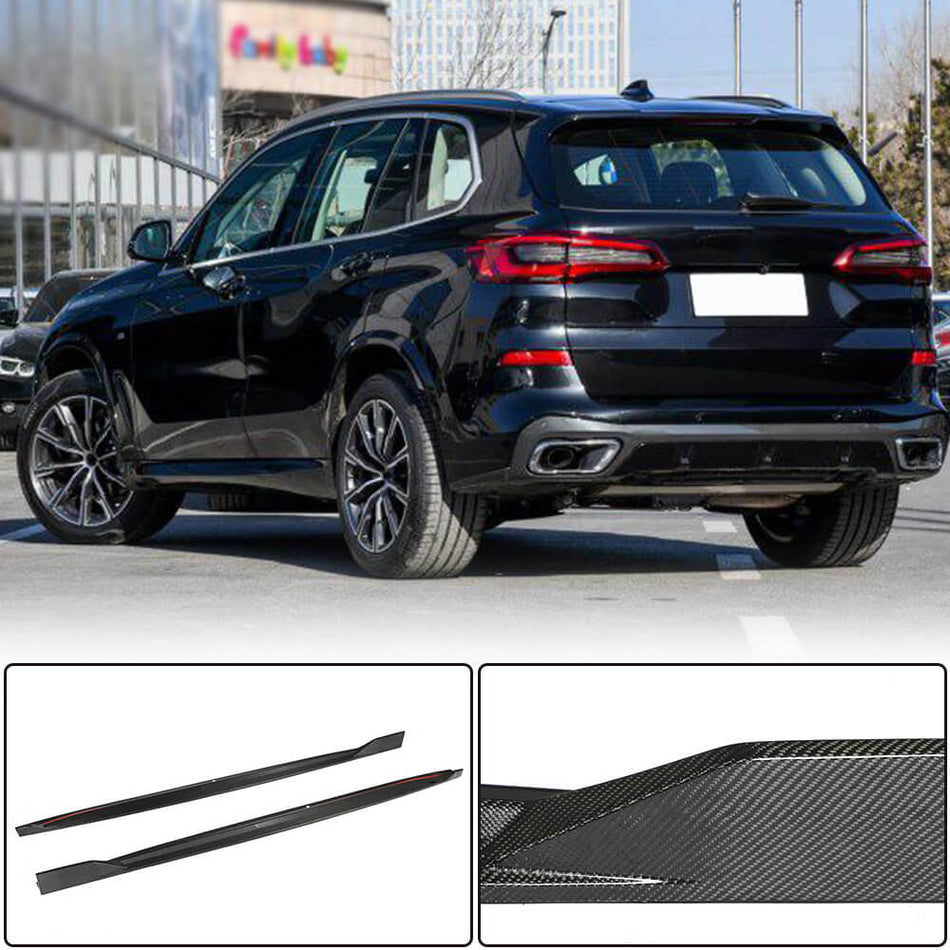For BMW X5 G05 xDrive40i xDrive50i M Sport M50d Carbon Fiber Side Skirts Door Rocker Panels Extension Lip