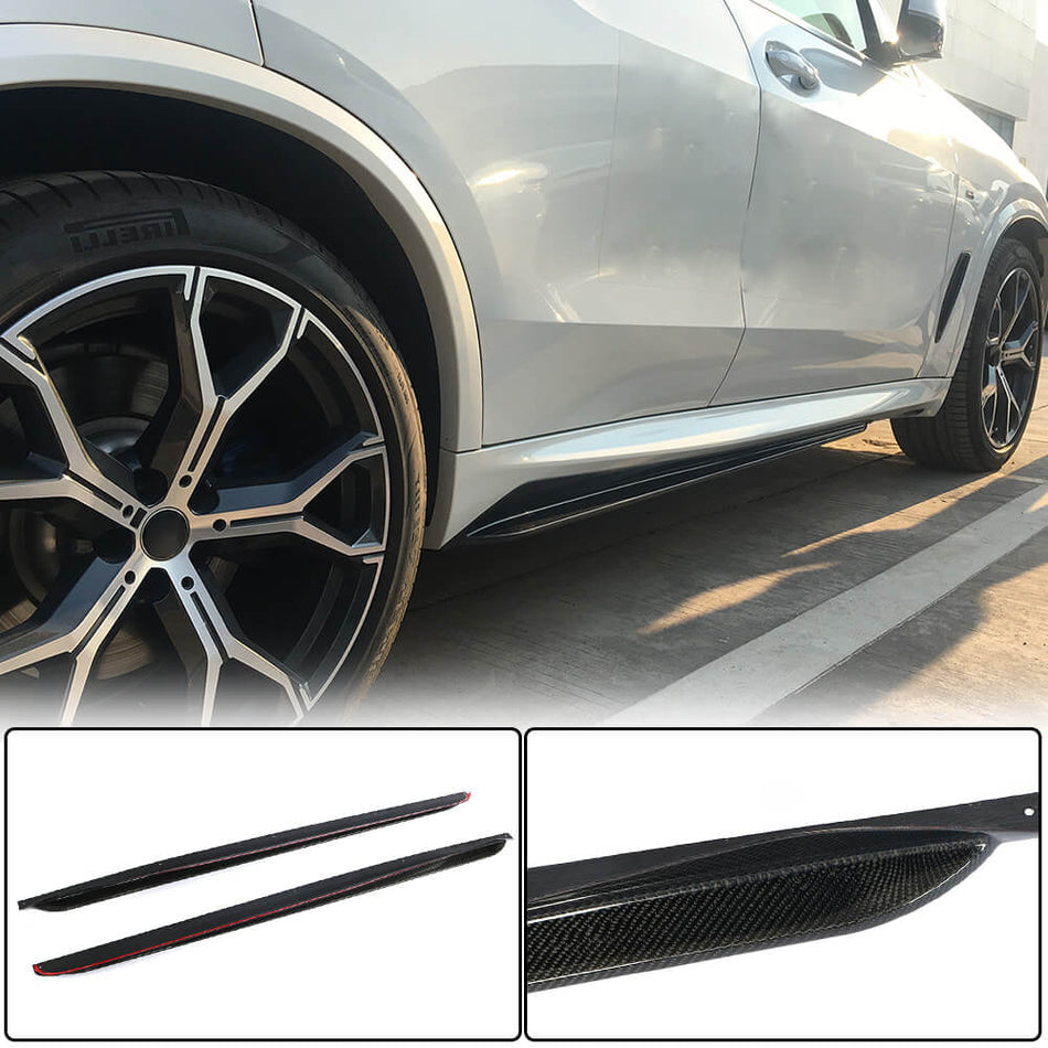 For BMW X5 G05 M Sport Carbon Fiber Side Skirts Door Rocker Panels Extension Lip